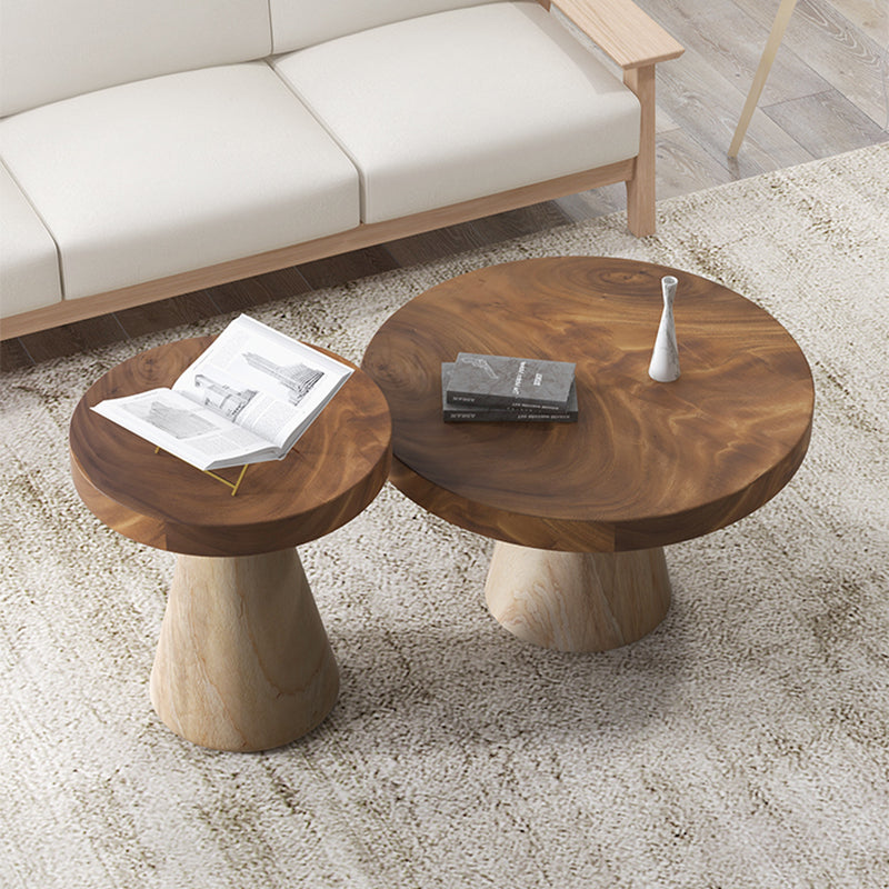 Contemporary Coffee Table Brown Pedestal Coffee Cocktail Table