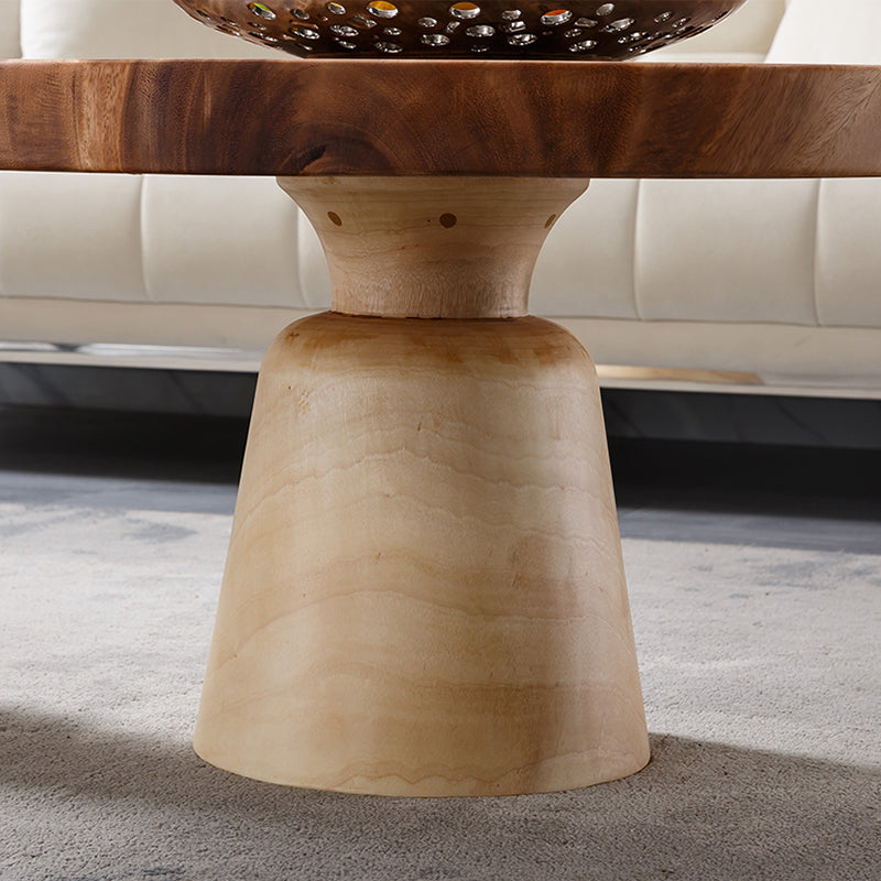 Contemporary Coffee Table Brown Pedestal Coffee Cocktail Table
