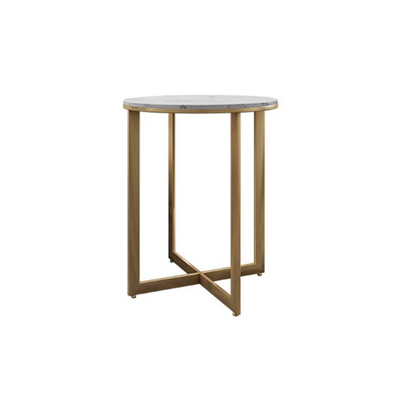 Contemporary Frame Coffee Table Round Slate Top Cocktail Table