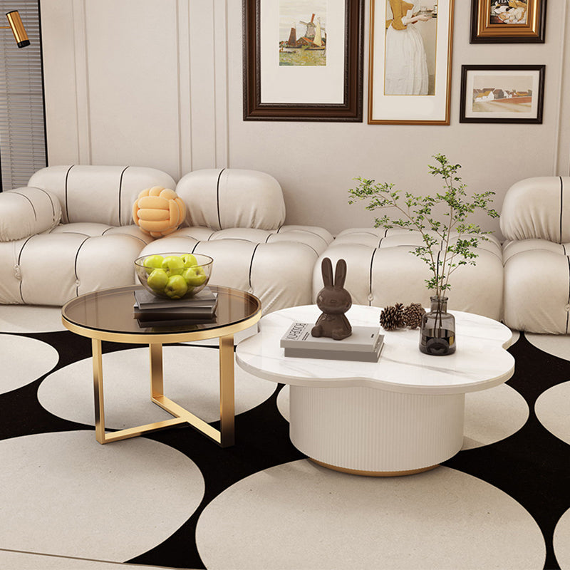 Contemporary Coffee Table Pedestal Slate Coffee Cocktail Table