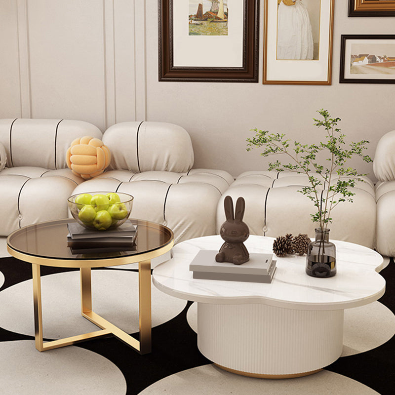 Contemporary Coffee Table Pedestal Slate Coffee Cocktail Table