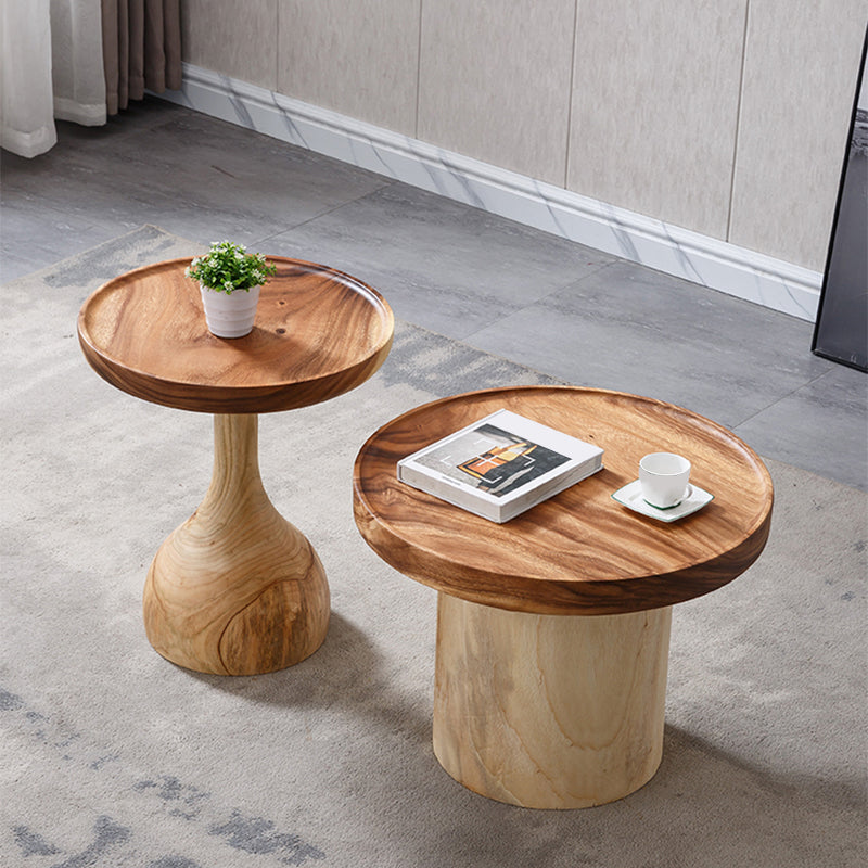Pedestal Coffee Table Solid Wood Tray Top Coffee Cocktail Table