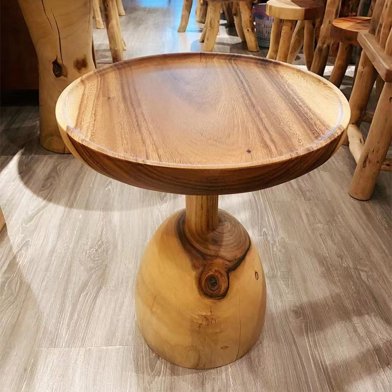 Pedestal Coffee Table Solid Wood Tray Top Coffee Cocktail Table