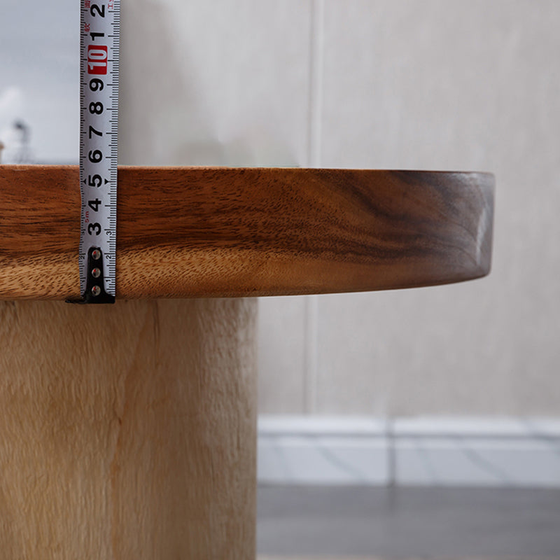 Pedestal Coffee Table Solid Wood Tray Top Coffee Cocktail Table
