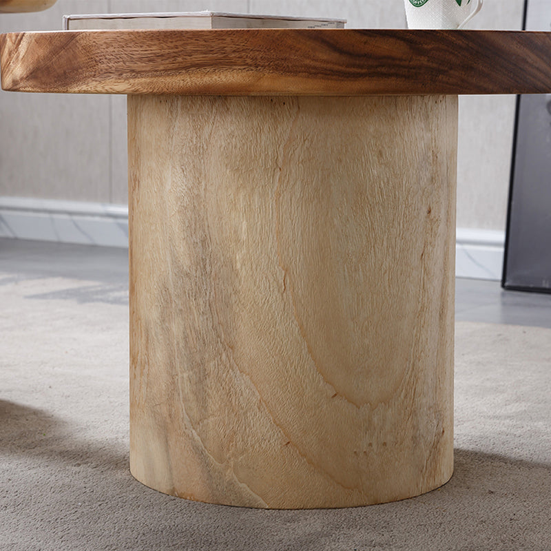 Pedestal Coffee Table Solid Wood Tray Top Coffee Cocktail Table