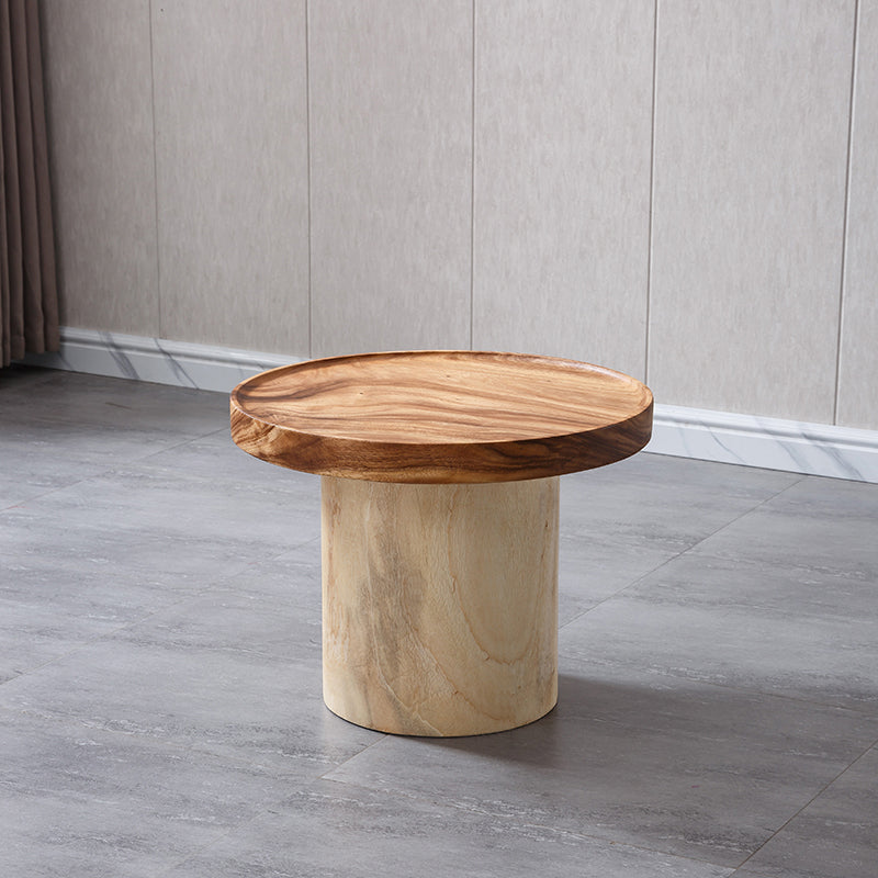Pedestal Coffee Table Solid Wood Tray Top Coffee Cocktail Table