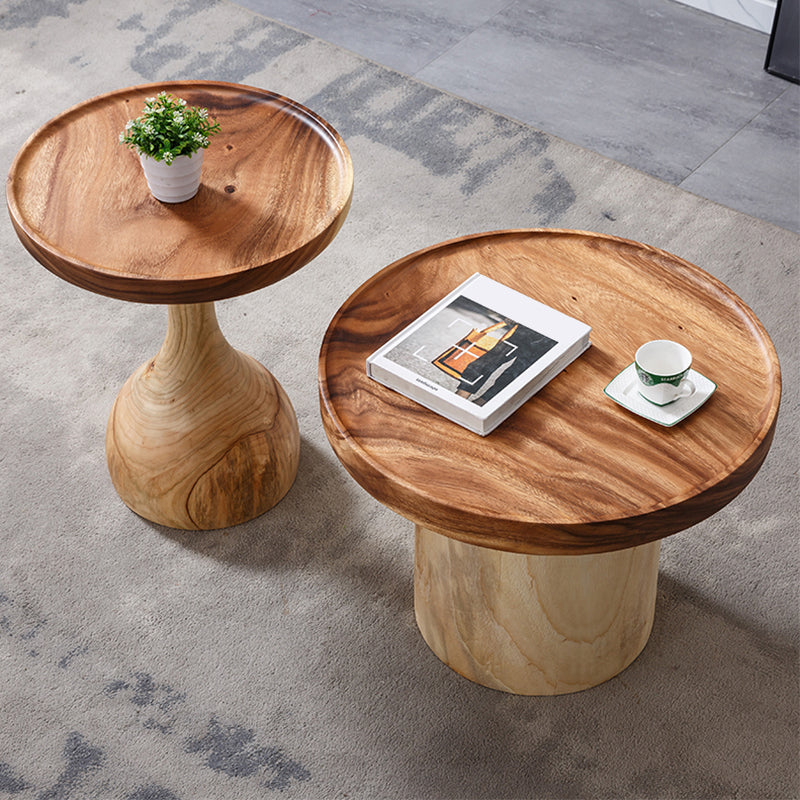 Pedestal Coffee Table Solid Wood Tray Top Coffee Cocktail Table