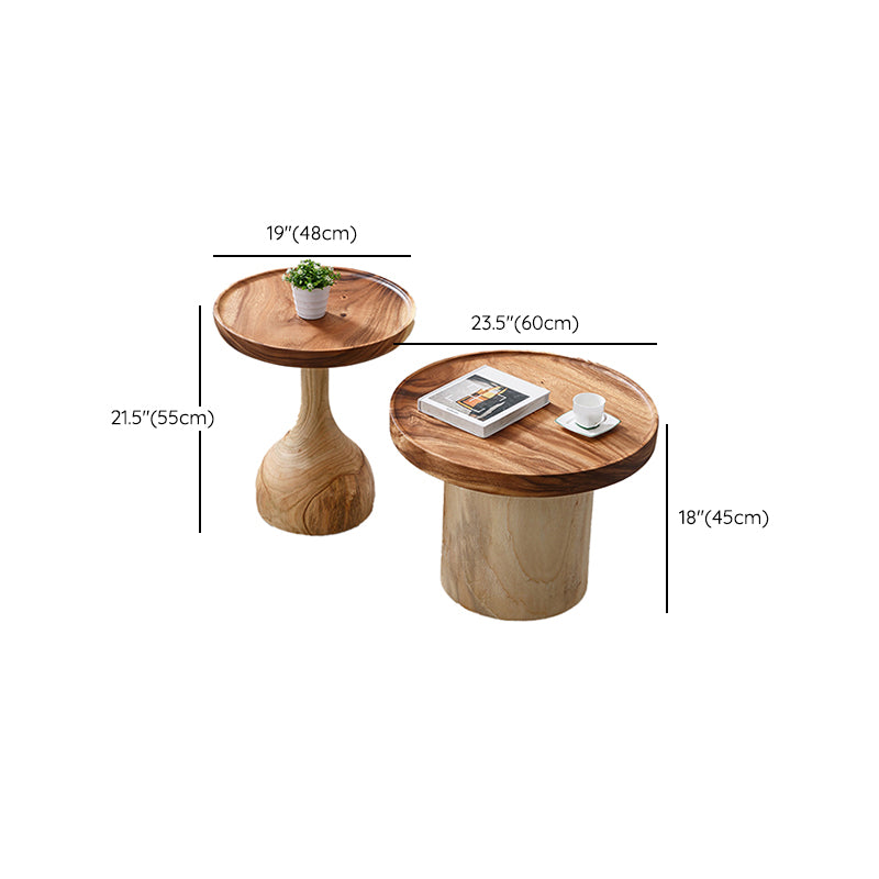 Pedestal Coffee Table Solid Wood Tray Top Coffee Cocktail Table