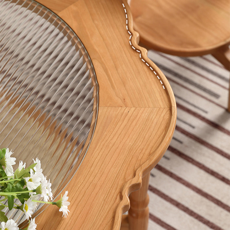 4 Legs Coffee Table No Distressing Solid Wood Coffee Table with Shelf