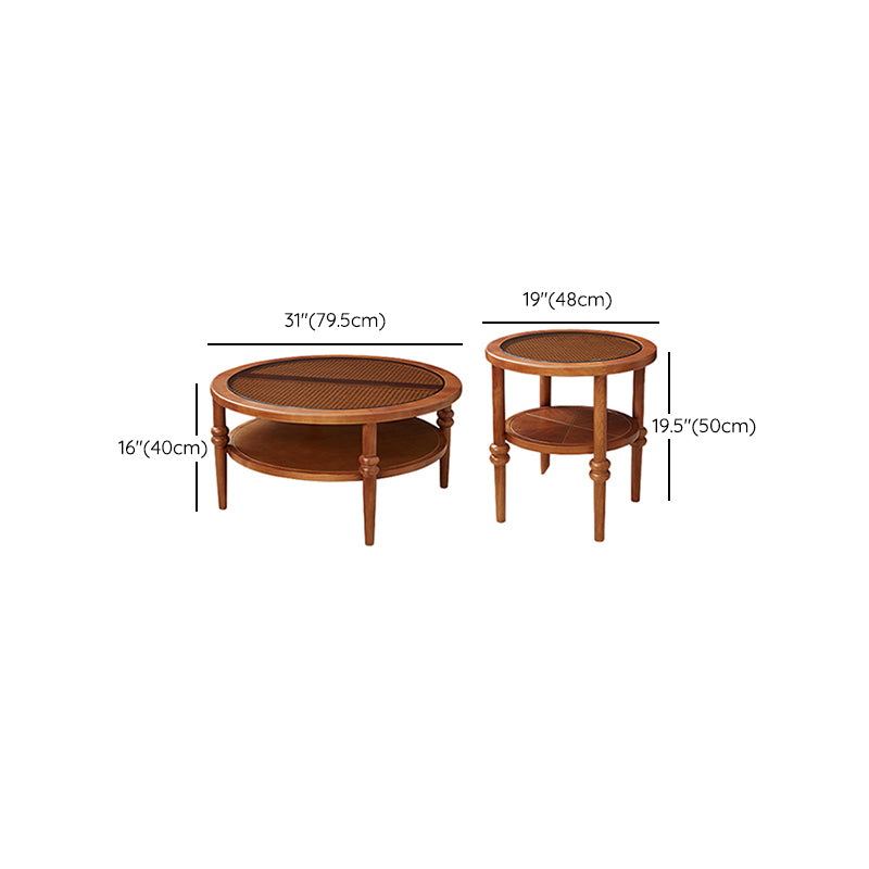 Modern Round Cocktail Table Glass Top Coffee Cocktail Table with Shelf