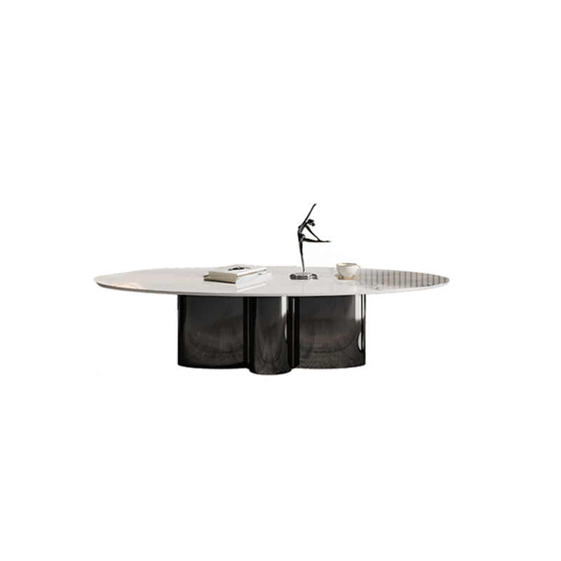 Abstract Cocktail Table Glam Oval Slate Top Coffee or End Table