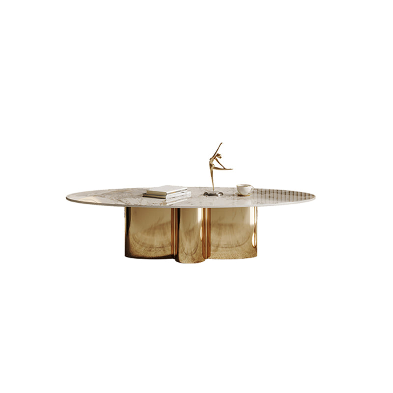 Abstract Cocktail Table Glam Oval Slate Top Coffee or End Table