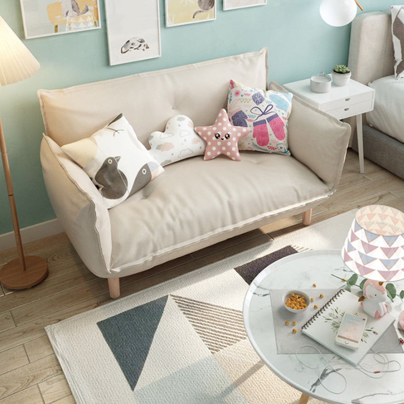 Modern Fabric Sofa Recessed Arm Seating with Pillows for Apartment