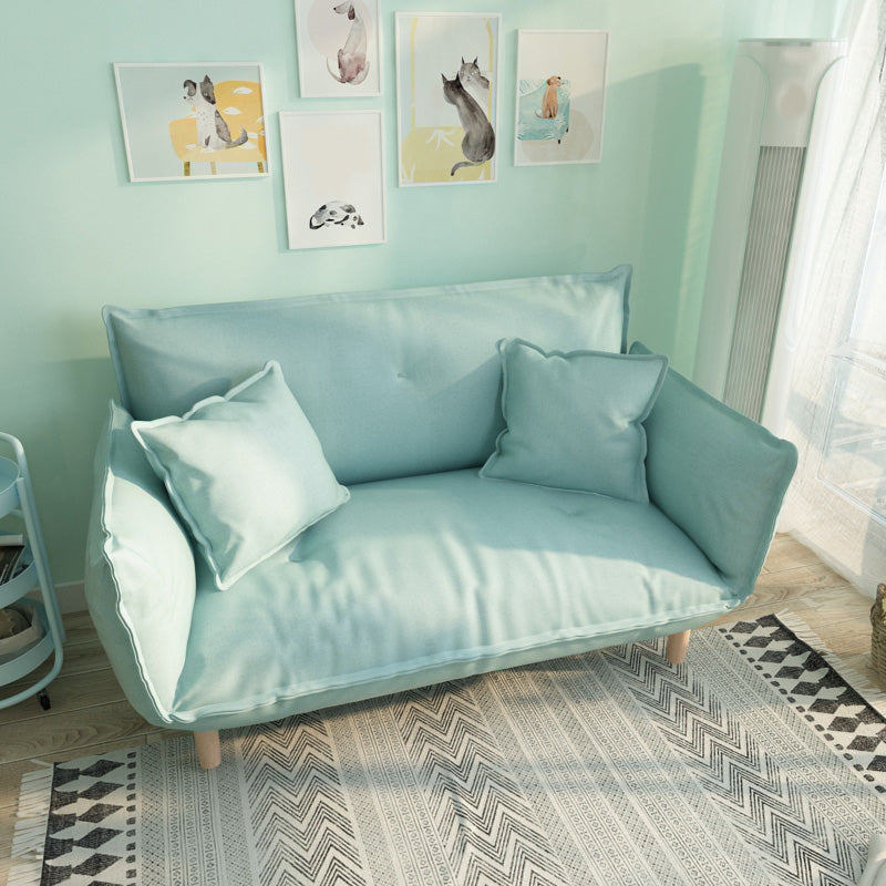 Modern Fabric Sofa Recessed Arm Seating with Pillows for Apartment