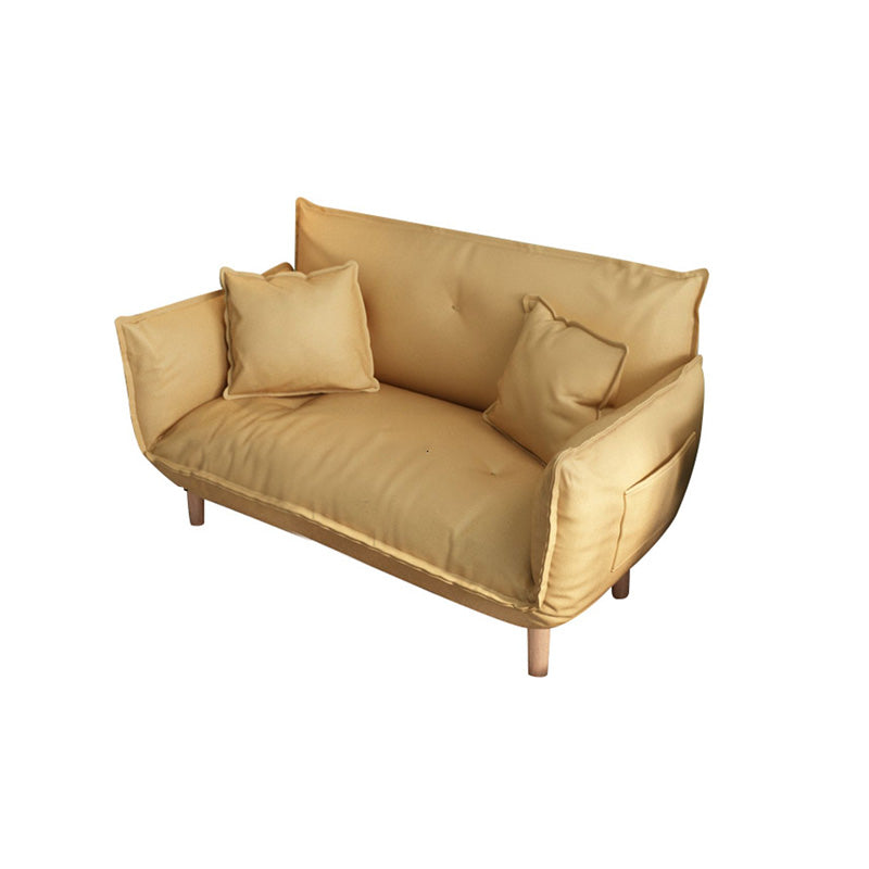 Modern Fabric Sofa Recessed Arm Seating with Pillows for Apartment