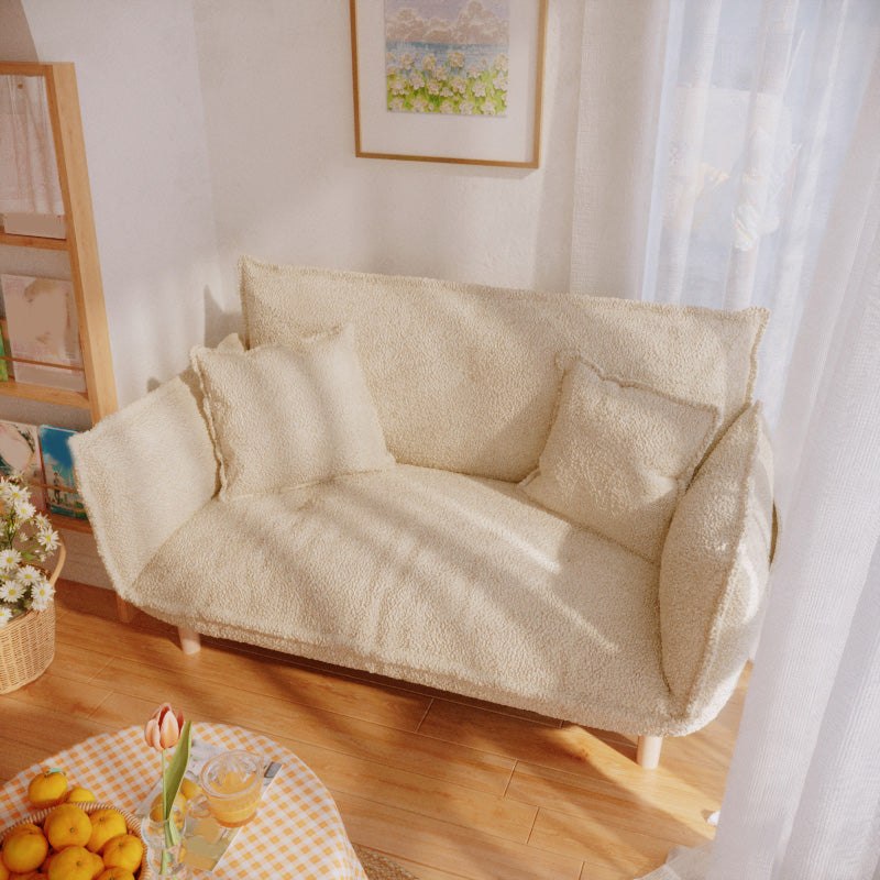 Modern Fabric Sofa Recessed Arm Seating with Pillows for Apartment
