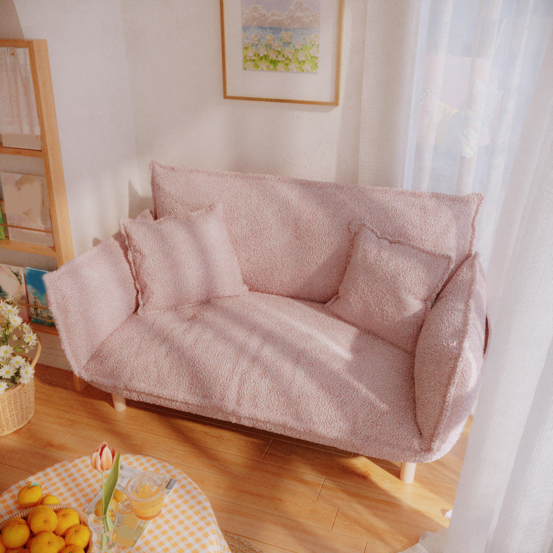 Modern Fabric Sofa Recessed Arm Seating with Pillows for Apartment