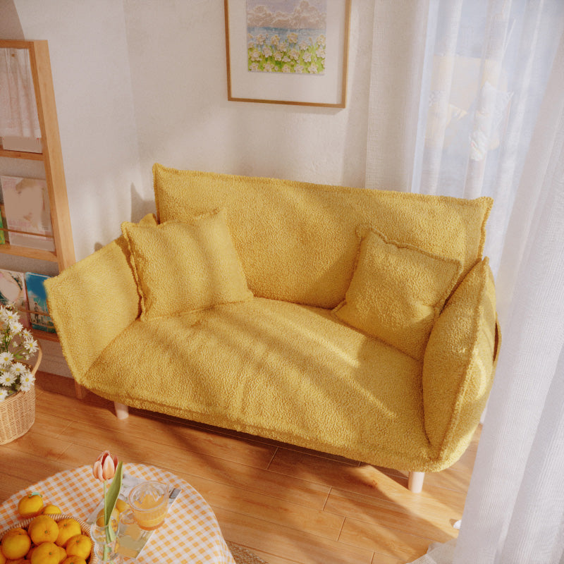 Modern Fabric Sofa Recessed Arm Seating with Pillows for Apartment