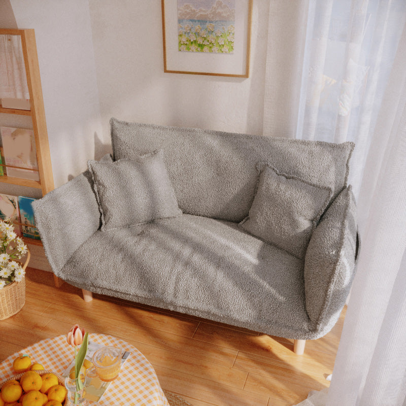 Modern Fabric Sofa Recessed Arm Seating with Pillows for Apartment