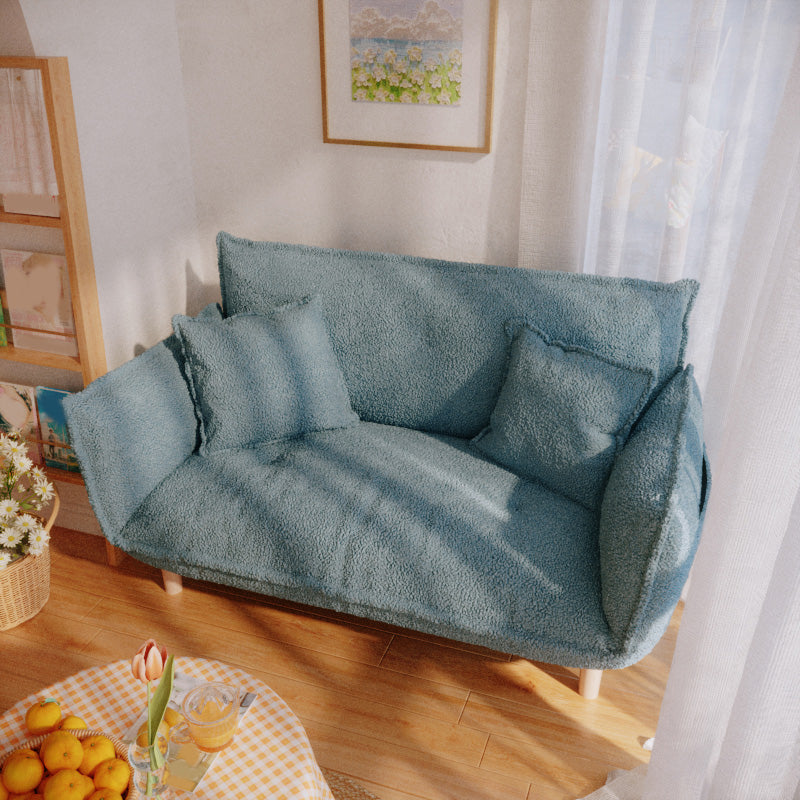 Modern Fabric Sofa Recessed Arm Seating with Pillows for Apartment