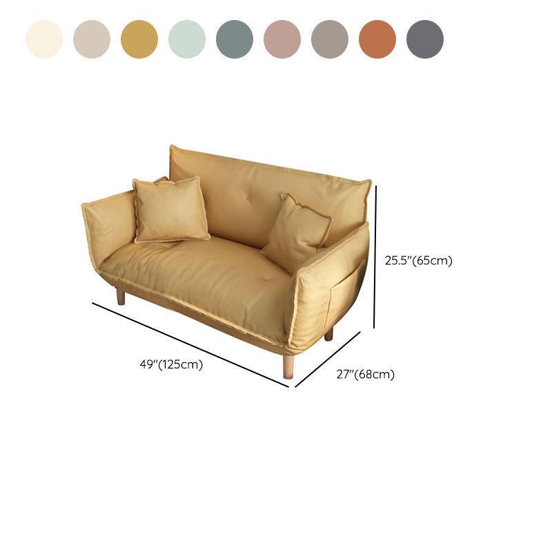 Modern Fabric Sofa Recessed Arm Seating with Pillows for Apartment
