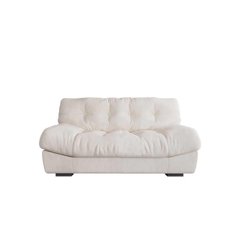 Contemporary White Sofa Faux Leather Armless Sofa with Loose Back