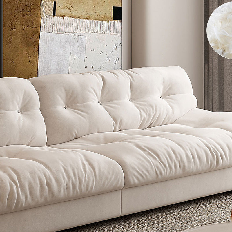 Contemporary White Sofa Faux Leather Armless Sofa with Loose Back