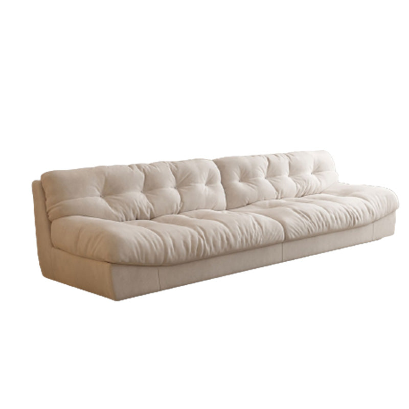 Contemporary White Sofa Faux Leather Armless Sofa with Loose Back
