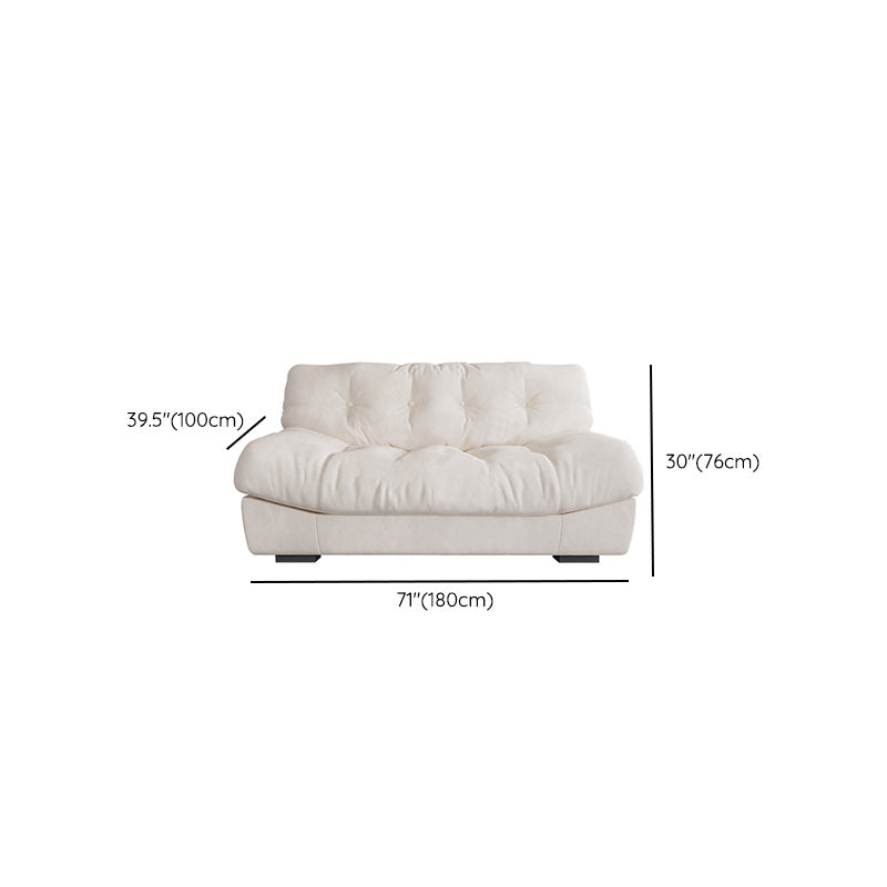 Contemporary White Sofa Faux Leather Armless Sofa with Loose Back