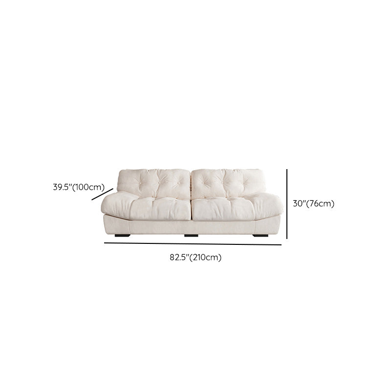 Contemporary White Sofa Faux Leather Armless Sofa with Loose Back