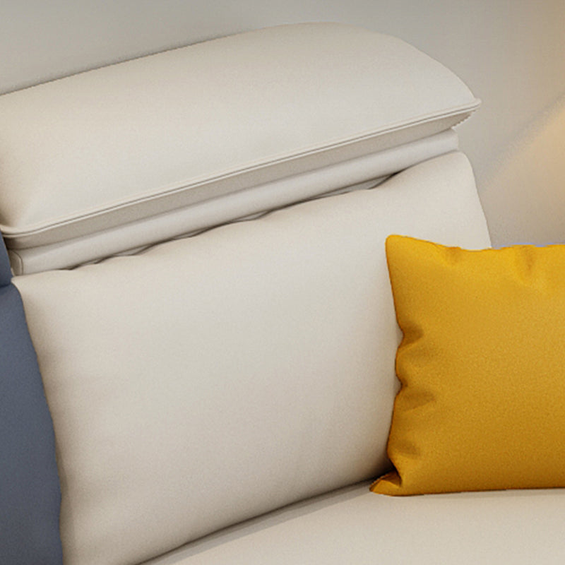 Glam Sectional Sofa Beige Leather Sectional with Bostol Pillows