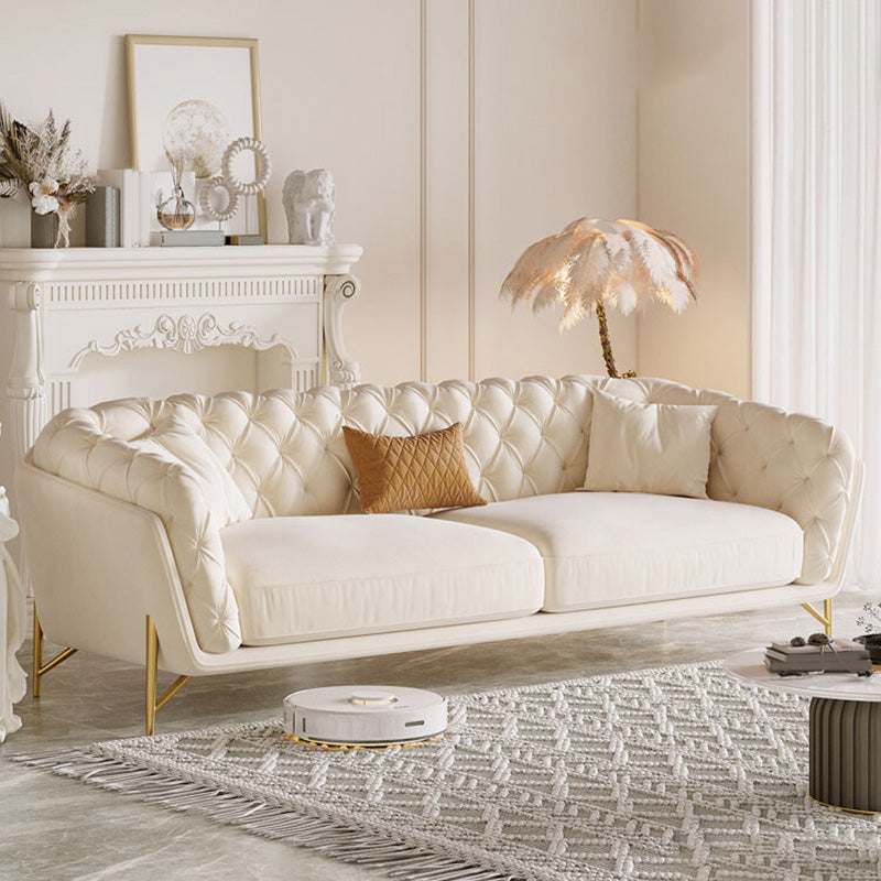 Velvet Tuxedo Arm Sofa Contemporary Sofa with Tufted Split-Back