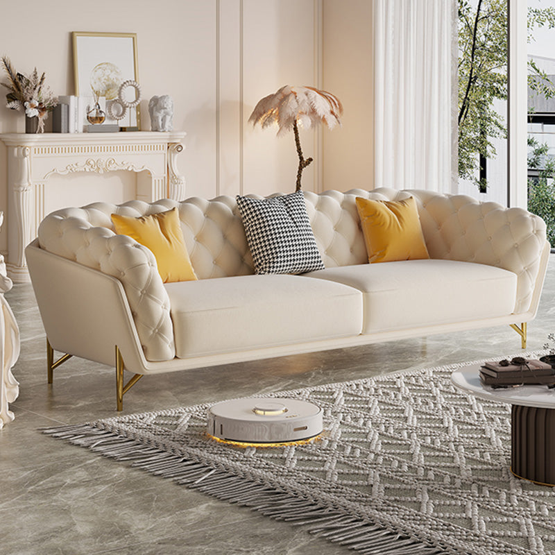Velvet Tuxedo Arm Sofa Contemporary Sofa with Tufted Split-Back