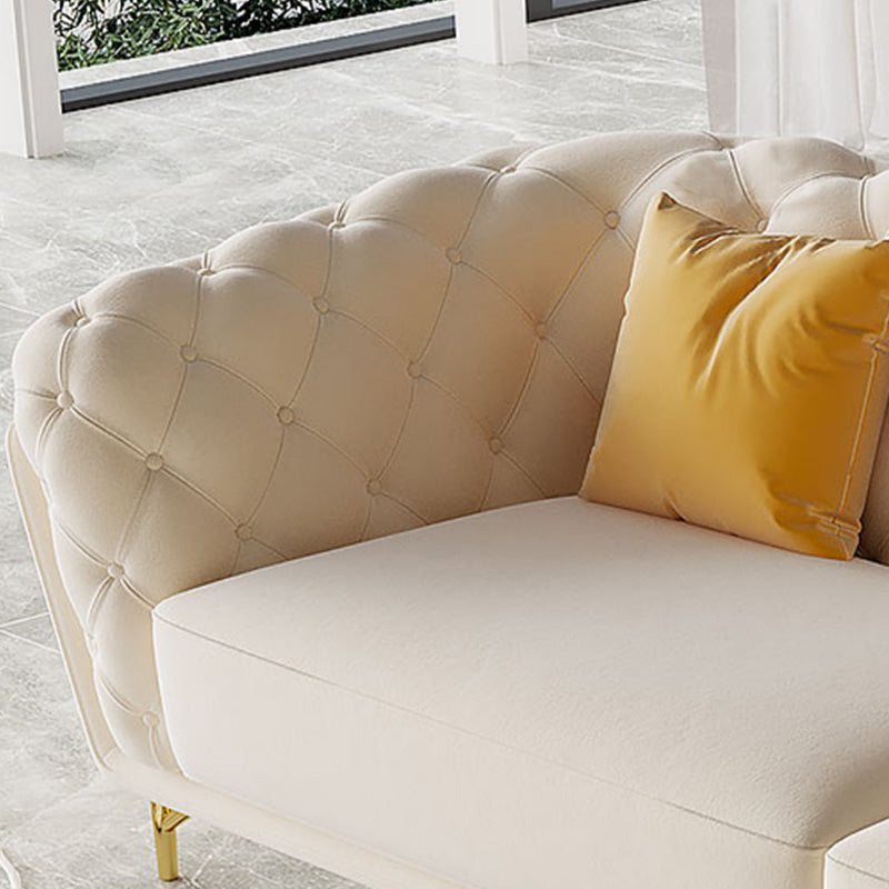 Velvet Tuxedo Arm Sofa Contemporary Sofa with Tufted Split-Back