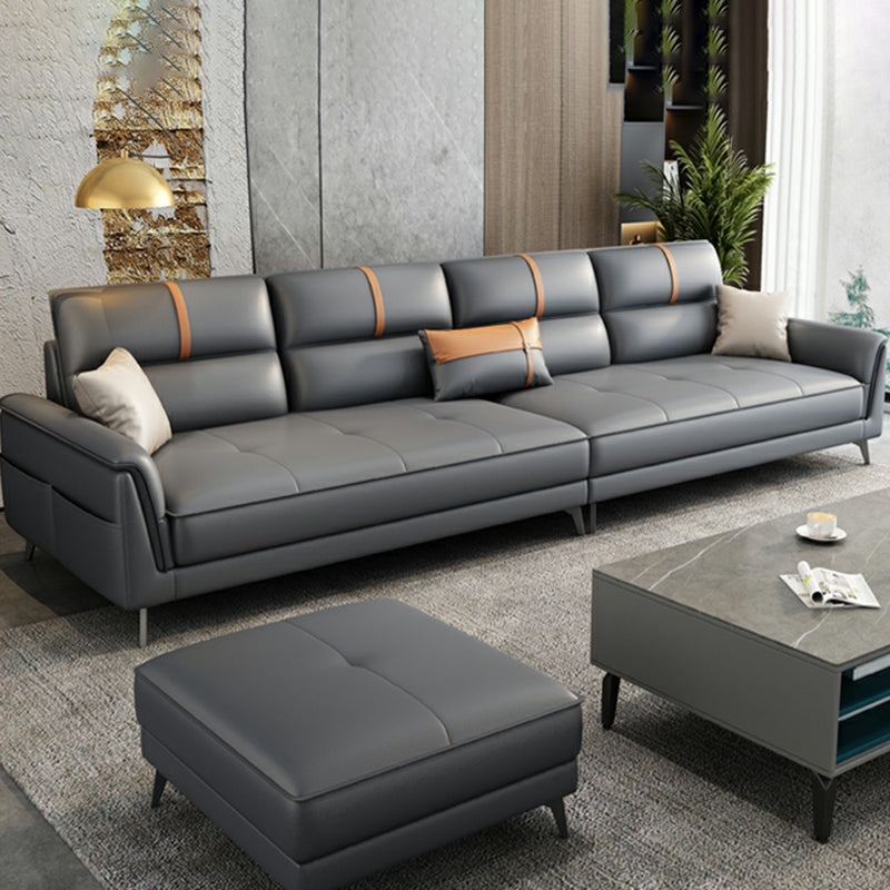 35.43" Wide Contemporary Sofa Faux Leather with Pillow Top Arm Cushions Sofa