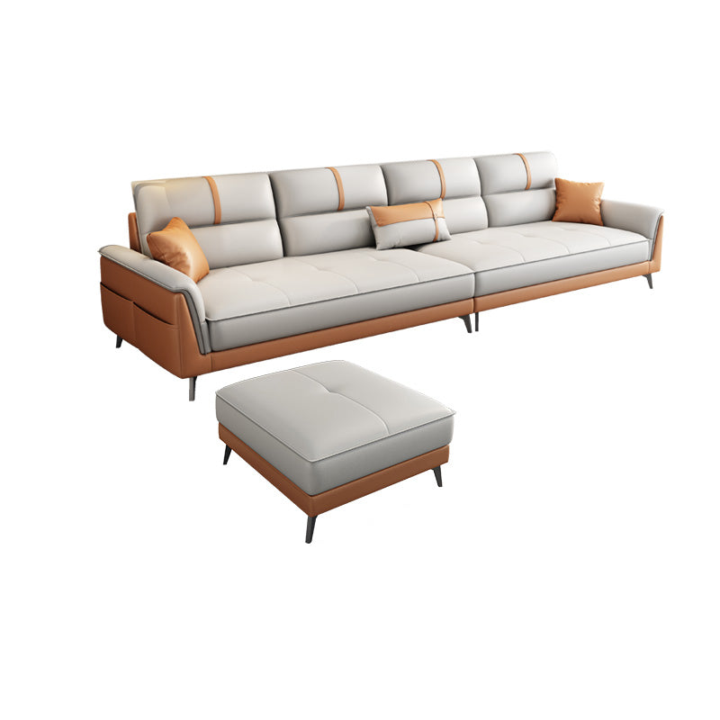 35.43" Wide Contemporary Sofa Faux Leather with Pillow Top Arm Cushions Sofa