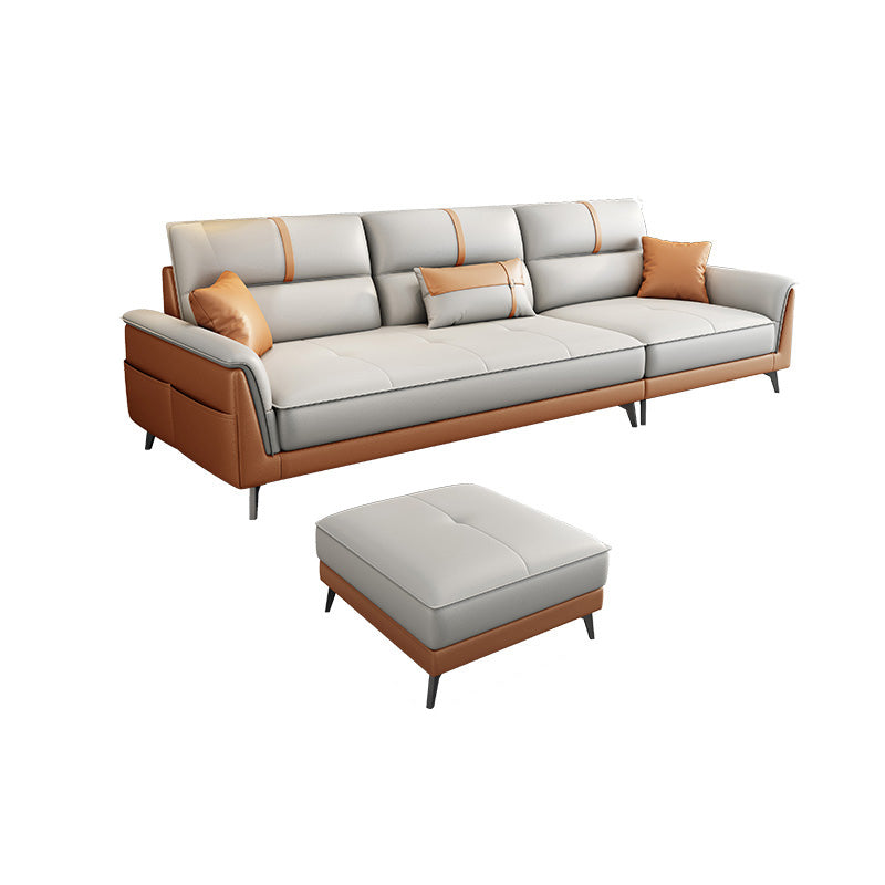 35.43" Wide Contemporary Sofa Faux Leather with Pillow Top Arm Cushions Sofa