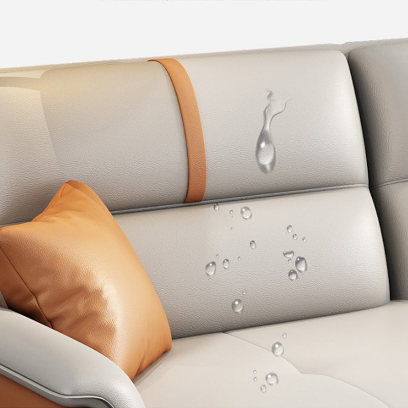 35.43" Wide Contemporary Sofa Faux Leather with Pillow Top Arm Cushions Sofa