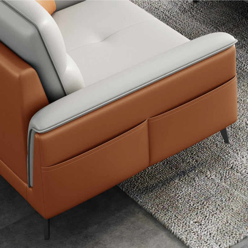 35.43" Wide Contemporary Sofa Faux Leather with Pillow Top Arm Cushions Sofa