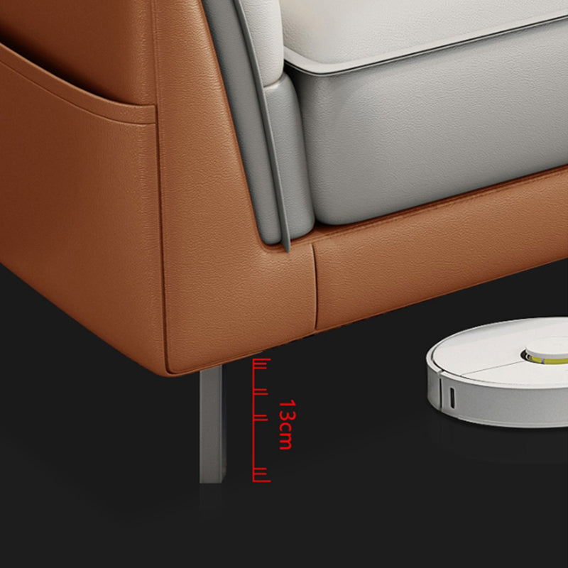 35.43" Wide Contemporary Sofa Faux Leather with Pillow Top Arm Cushions Sofa