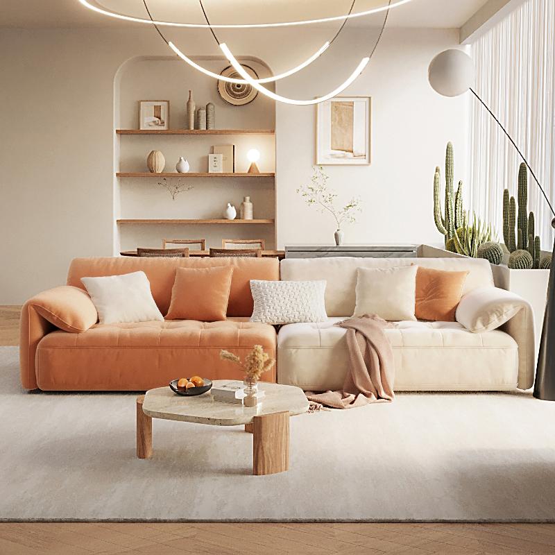 Pillow Top Arm Sectional Sofa in Solid Wood with Cushion Back