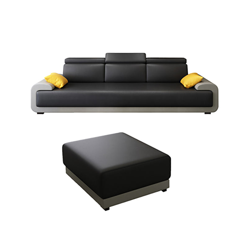 Contemporary Faux Leather Sectional Sofa Pillow Top Arm Cushions Seating for Living Room