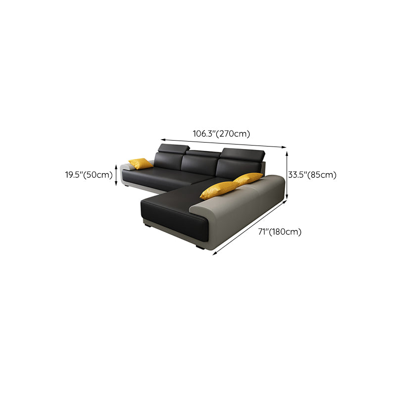 Contemporary Faux Leather Sectional Sofa Pillow Top Arm Cushions Seating for Living Room