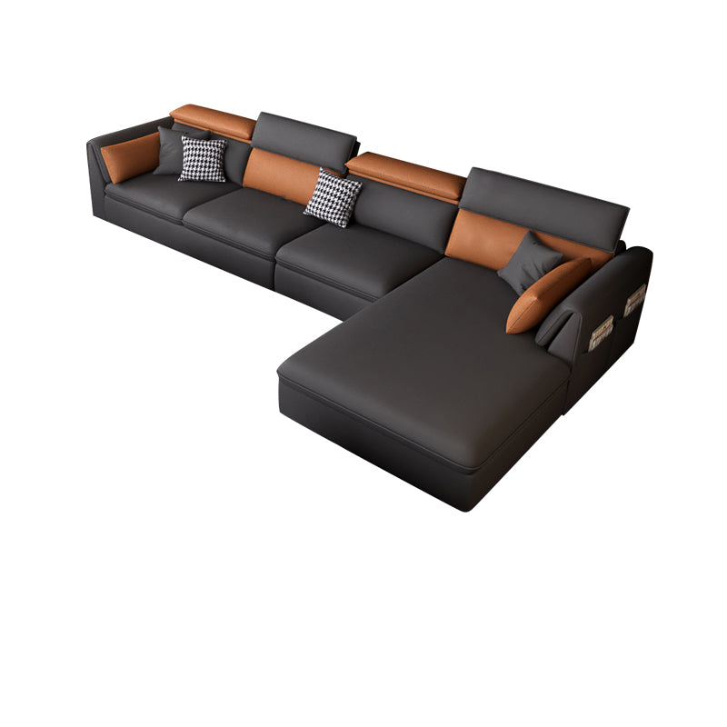 Faux Leather Sectional Sofa with Storage Stain-ResistanSofa with Cushion Back