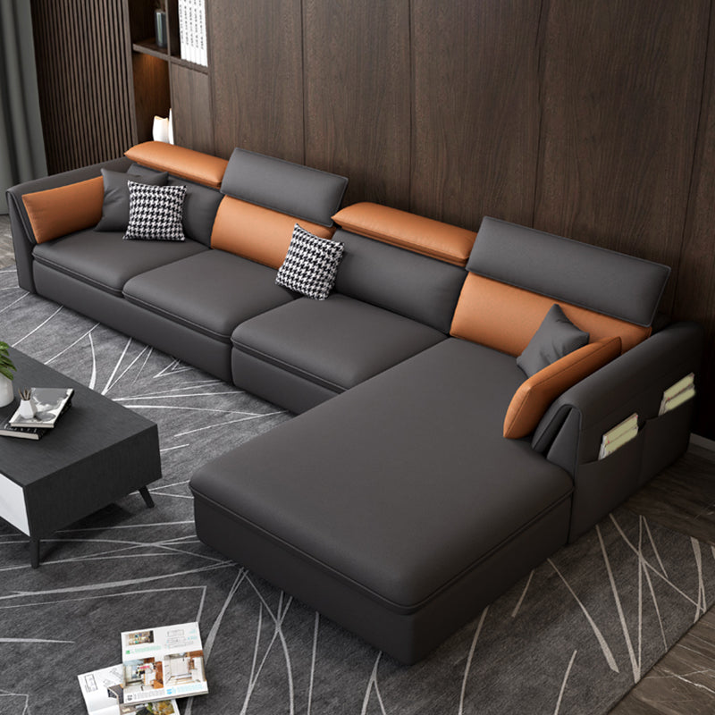 Faux Leather Sectional Sofa with Storage Stain-ResistanSofa with Cushion Back