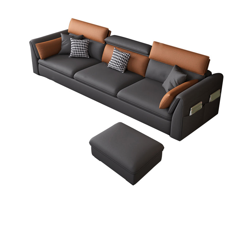 Faux Leather Sectional Sofa with Storage Stain-ResistanSofa with Cushion Back