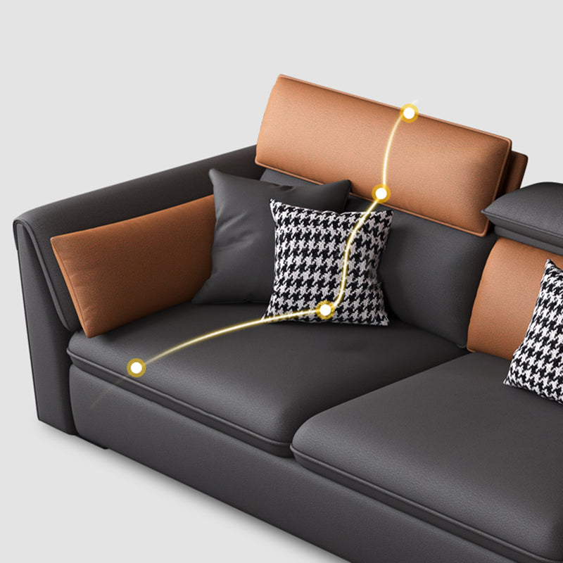 Faux Leather Sectional Sofa with Storage Stain-ResistanSofa with Cushion Back