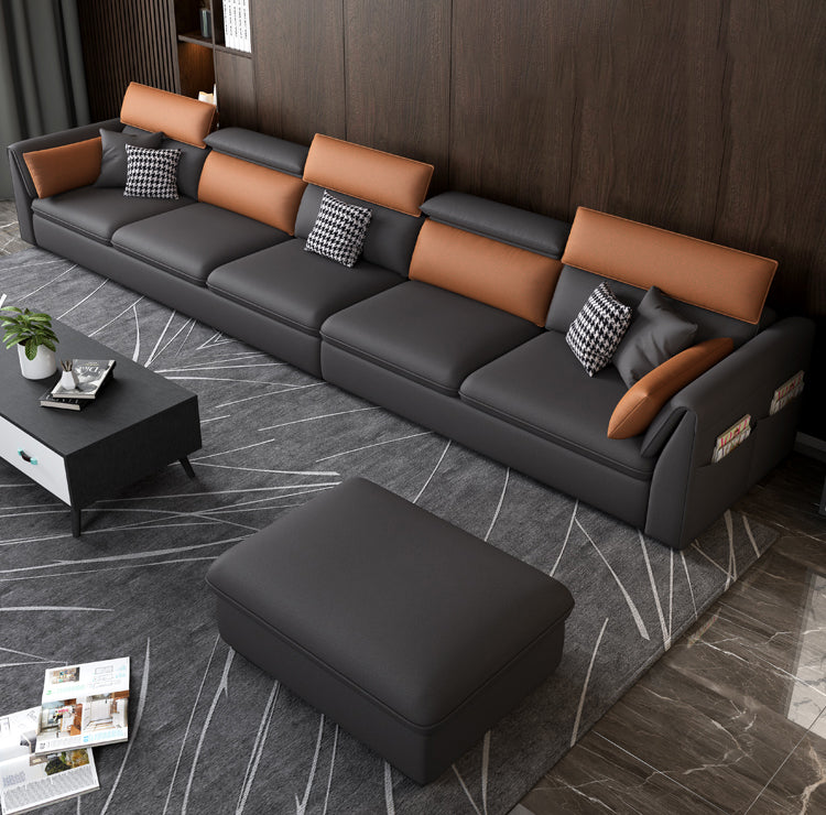 Faux Leather Sectional Sofa with Storage Stain-ResistanSofa with Cushion Back