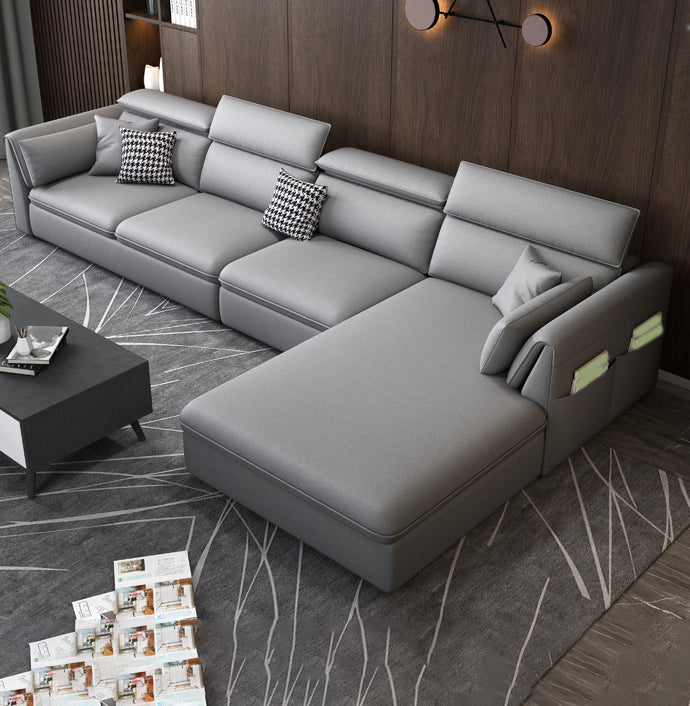 Faux Leather Sectional Sofa with Storage Stain-ResistanSofa with Cushion Back