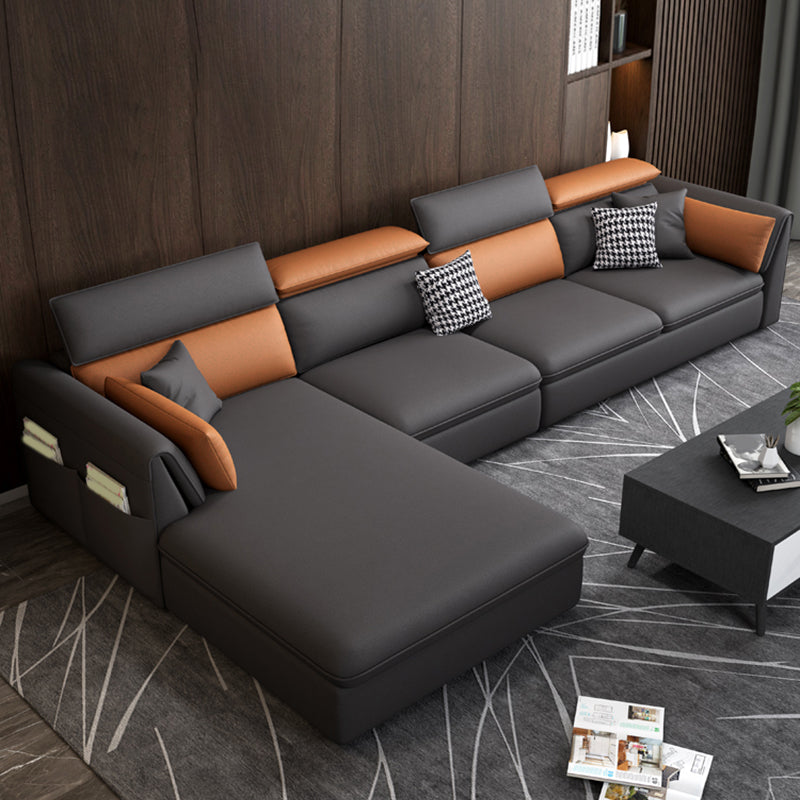 Faux Leather Sectional Sofa with Storage Stain-ResistanSofa with Cushion Back